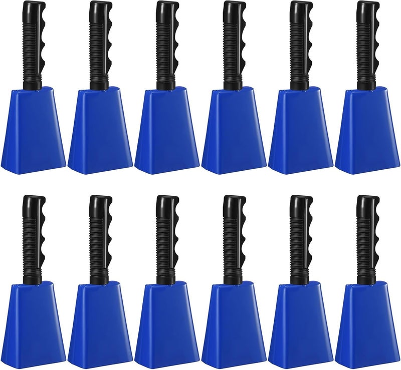 Fiada 12 Pcs Cow Bell 8 Inch Noise Makers for Sporting Events Loud Hand Bell Musical Cheering Cowbell with Handle for Football Classroom Graduation School Events - Image 1